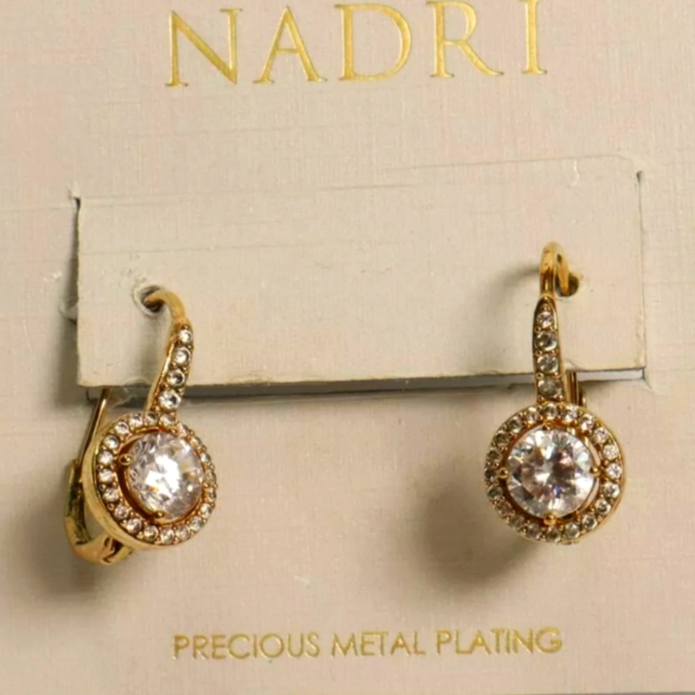 NWT Gold Tone Nadri Cubic Zirconia Earrings
